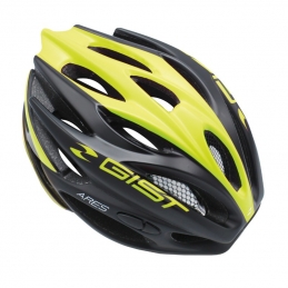 Casque Velo Adulte Gist Route Ares Noir Mat Jaune Fluo Full In-Mold Taille 52-58 Reglage Molette 240Grs