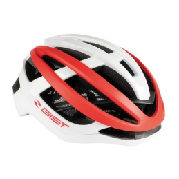 Casque Velo Adulte Gist Route Sonar Blanc-Rouge Full In-Mold Taille 54-59 Reglage Molette Bmx Race