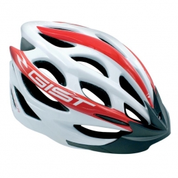 Casque Velo Adulte Gist Route-Vtt Faster Blanc-Rouge In-Mold Taille 47-52 Reglage Molette 240 G Bmx Race