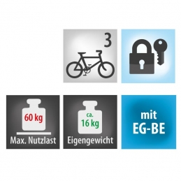 Porte vélos plateforme Eufab® - 3 vélos ou 2 VAE
