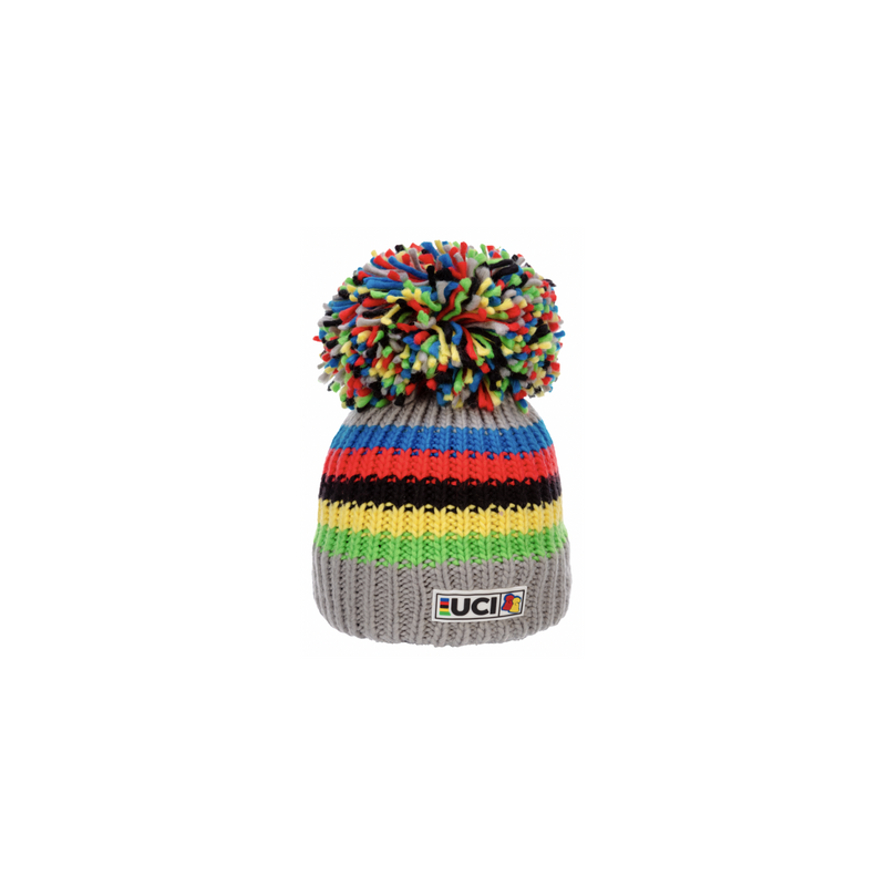 Bonnet Big Bobble Hat® Rainbow stripe - Gris
