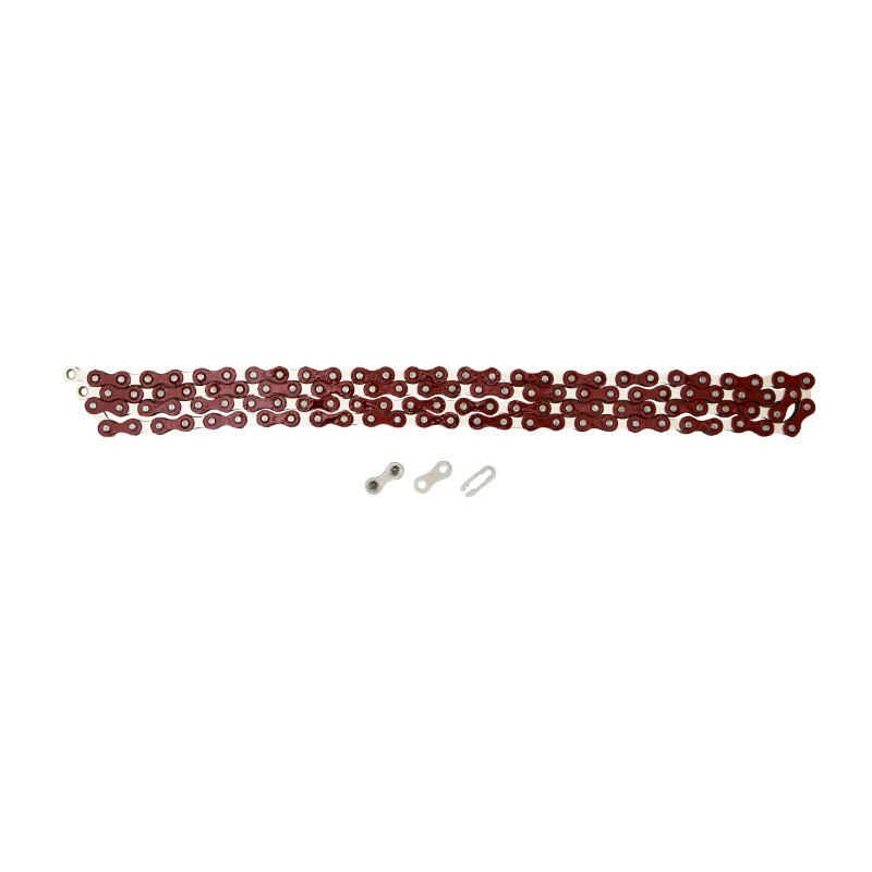Chaine Velo  1-3 vitesses Ybn S410 Rouge Peint 112 Maillons (Fixie - Singlespeed)