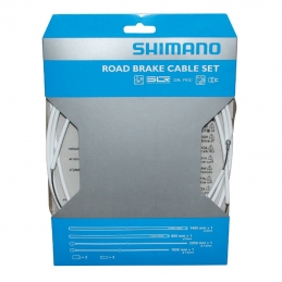 Transmission Frein Route Shimano Blanc-Cable Teflon (Kit Transmission 2Cables-2 Gaines)