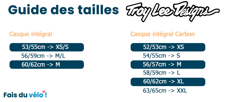 Guide taille - Troy Lee Design
