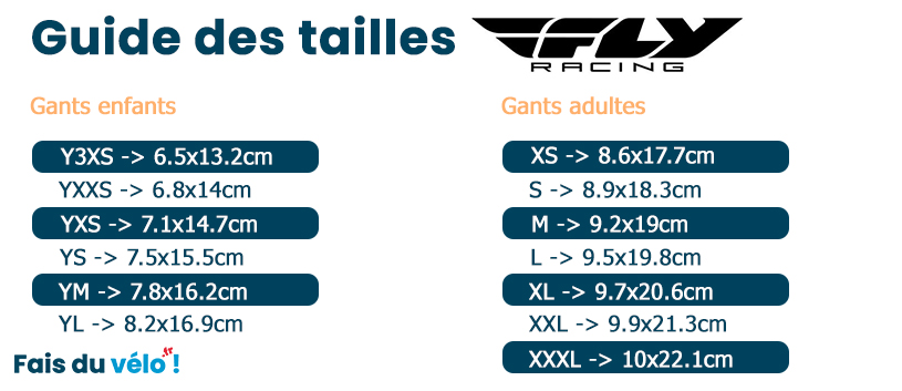 Guide des tailles Fly Racing